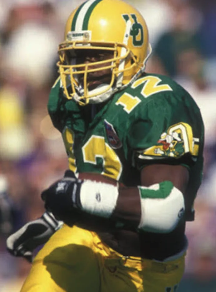 Dino Philyaw in his Oregon Ducks uniform, number 22.
